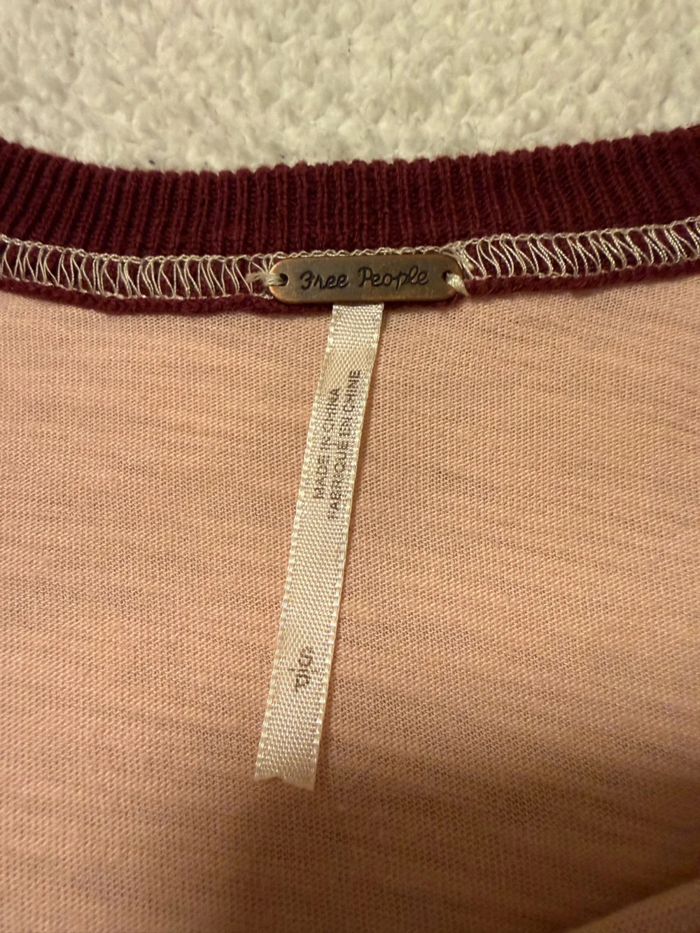 Free People Finders Keepers Rose Pink Cream Crochet Raglan Sleeve Boho Top S